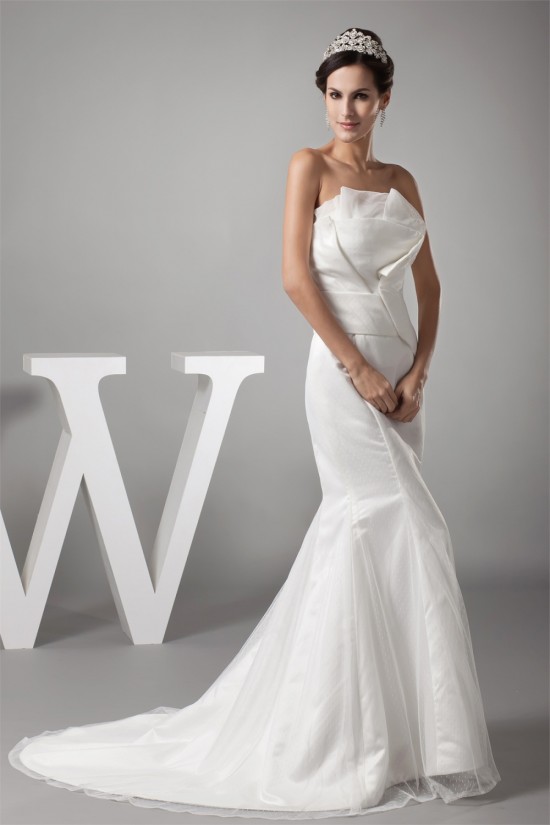 Strapless Mermaid/Trumpet Satin Fine Netting Sweet Wedding Dresses 2030447 Strapless Mermaid/Trumpet Satin Fine Netting Sweet Wedding Dresses 2030447