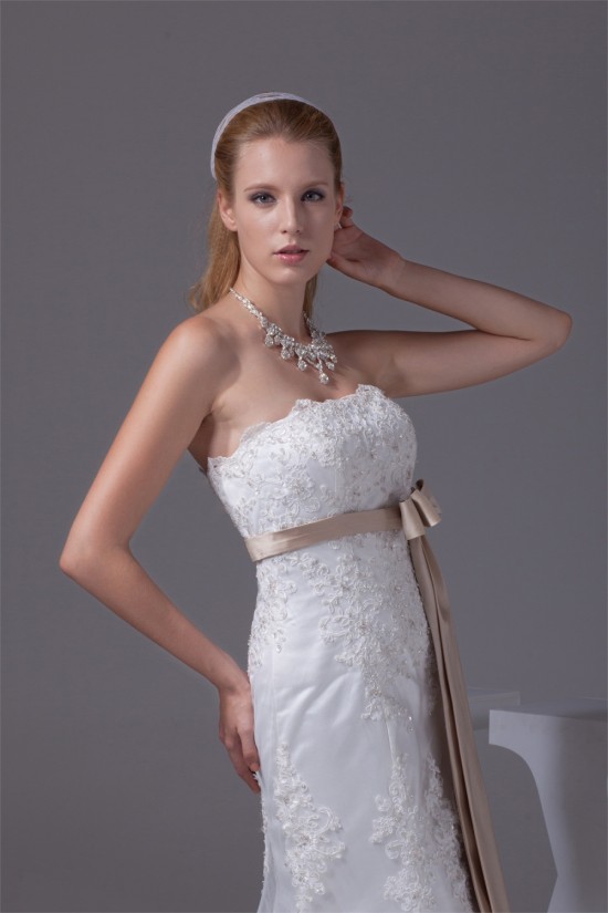 Mermaid/Trumpet Strapless Satin Fine Netting Lace Wedding Dresses 2030450 Mermaid/Trumpet Strapless Satin Fine Netting Lace Wedding Dresses 2030450