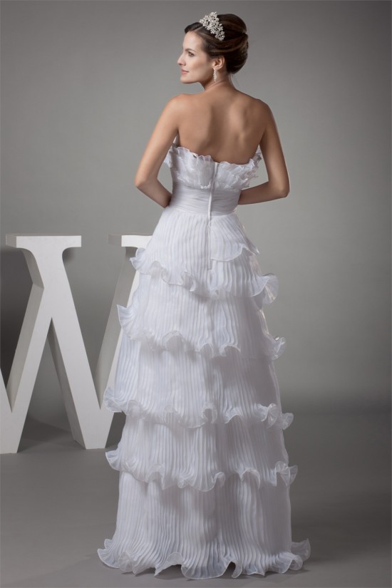 Strapless Sheath/Column Satin Organza Sleeveless New Arrival Wedding Dresses 2030456