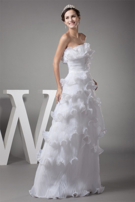 Strapless Sheath/Column Satin Organza Sleeveless New Arrival Wedding Dresses 2030456