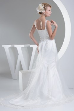 Straps Sleeveless Satin Lace Fine Netting Wedding Dresses 2030465