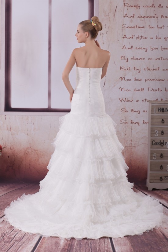 A-Line Sweetheart Sleeveless Satin Organza Best Wedding Dresses 2030479