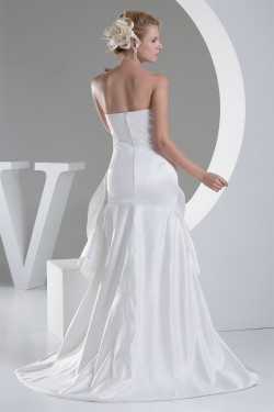 Sweetheart Sleeveless Satin Mermaid/Trumpet Beaded Little White Dresses 2030490