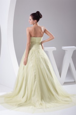 Sweetheart Sleeveless Silk like Satin Fine Netting Wedding Dresses 2030491
