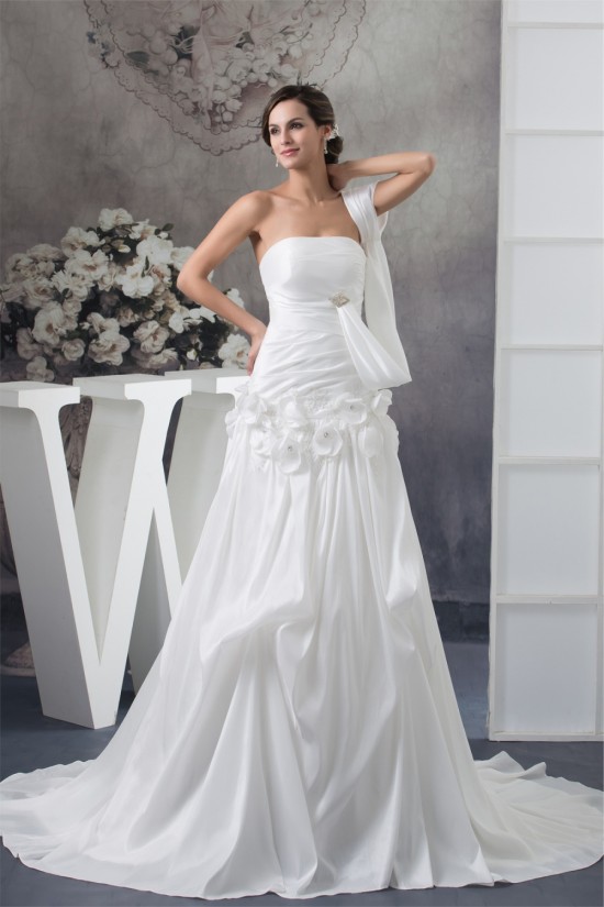 Taffeta Strapless Sleeveless A-Line Chapel Train Wedding Dresses 2030500 Taffeta Strapless Sleeveless A-Line Chapel Train Wedding Dresses 2030500