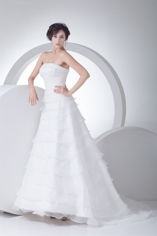Sleeveless Square Satin Lace Organza Wedding Dresses 2030506 Sleeveless Square Satin Lace Organza Wedding Dresses 2030506