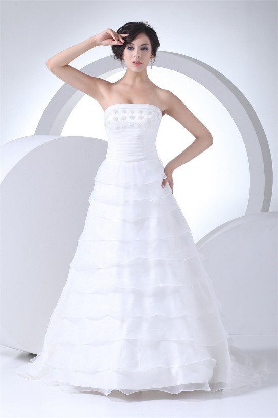 Sleeveless Square Satin Lace Organza Wedding Dresses 2030506 Sleeveless Square Satin Lace Organza Wedding Dresses 2030506
