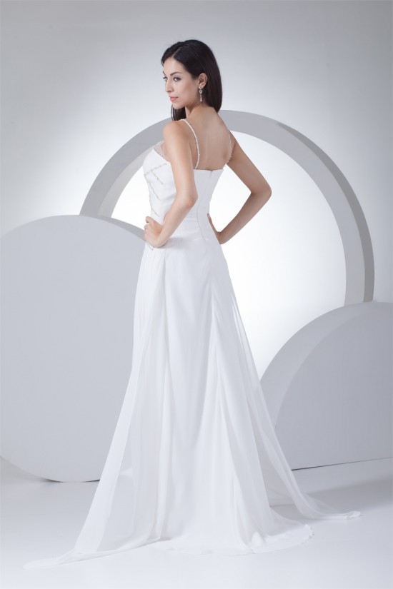 V-Neck A-Line Sleeveless Chiffon Silk like Satin Most Beautiful Wedding Dresses 2030509 V-Neck A-Line Sleeveless Chiffon Silk like Satin Most Beautiful Wedding Dresses 2030509