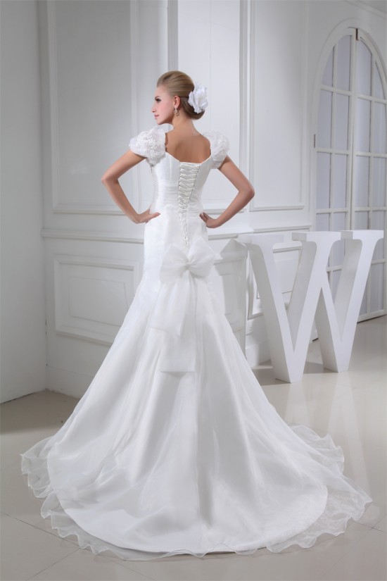 V-Neck Mermaid/Trumpet Sleeveless Satin Lace Organza Wedding Dresses 2030511 V-Neck Mermaid/Trumpet Sleeveless Satin Lace Organza Wedding Dresses 2030511