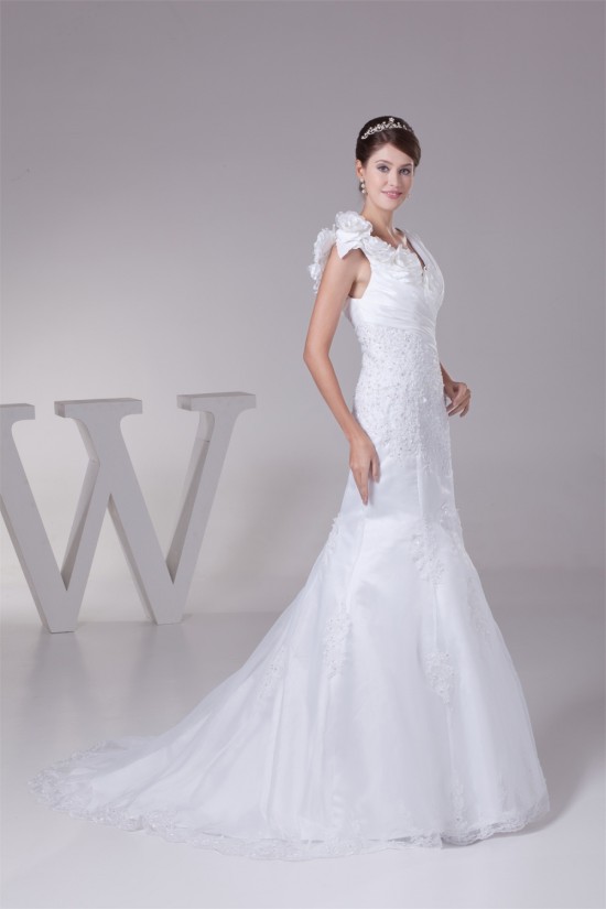 Wonderful Lace Organza Taffeta Mermaid/Trumpet Lace V-Neck Wedding Dresses 2030519 Wonderful Lace Organza Taffeta Mermaid/Trumpet Lace V-Neck Wedding Dresses 2030519