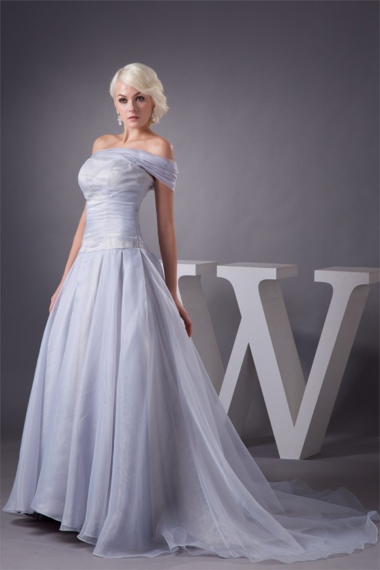 A-Line Sleeveless Off-the-Shoulder Most Beautiful Wedding Dresses 2030539