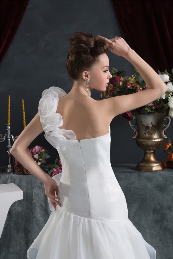 A-Line Sleeveless One-Shoulder Satin Satin Organza Sweet Wedding Dresses 2030541 A-Line Sleeveless One-Shoulder Satin Satin Organza Sweet Wedding Dresses 2030541