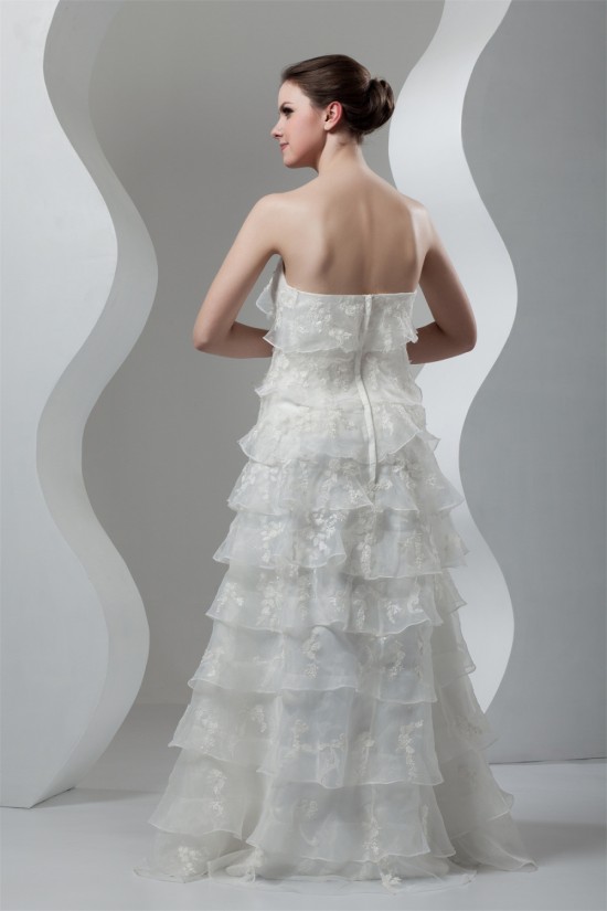A-Line Sleeveless Satin Lace Organza Strapless Embellished Wedding Dresses 2030543 A-Line Sleeveless Satin Lace Organza Strapless Embellished Wedding Dresses 2030543