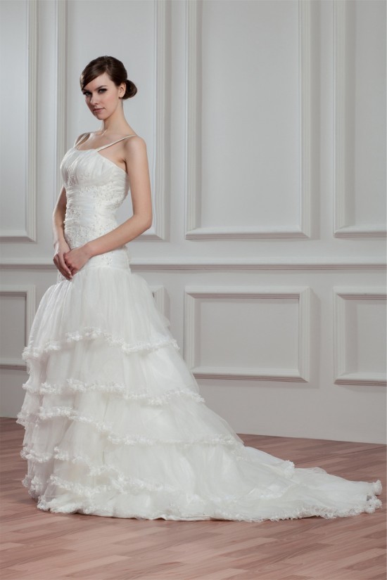 A-Line Sleeveless Spaghetti Straps Satin Organza New Arrival Wedding Dresses 2030549 A-Line Sleeveless Spaghetti Straps Satin Organza New Arrival Wedding Dresses 2030549