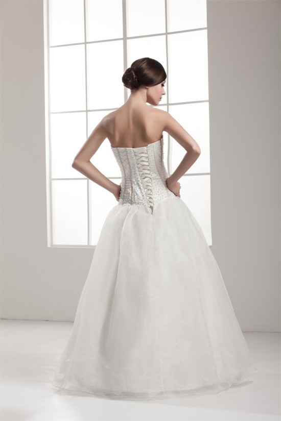 A-Line Sleeveless Strapless Satin Fine Netting Beaded Wedding Dresses 2030550 A-Line Sleeveless Strapless Satin Fine Netting Beaded Wedding Dresses 2030550