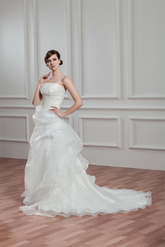 A-Line Spaghetti Straps Sleeveless Satin Organza Wedding Dresses 2030557 A-Line Spaghetti Straps Sleeveless Satin Organza Wedding Dresses 2030557