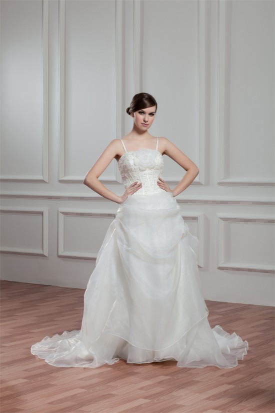 A-Line Spaghetti Straps Sleeveless Satin Organza Wedding Dresses 2030557 A-Line Spaghetti Straps Sleeveless Satin Organza Wedding Dresses 2030557