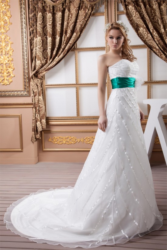 A-Line Strapless Satin Sleeveless Beaded Wedding Dresses 2030562 A-Line Strapless Satin Sleeveless Beaded Wedding Dresses 2030562