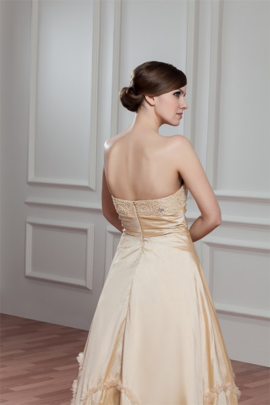 A-Line Sweetheart Sleeveless Satin Beaded Wedding Dresses 2030564