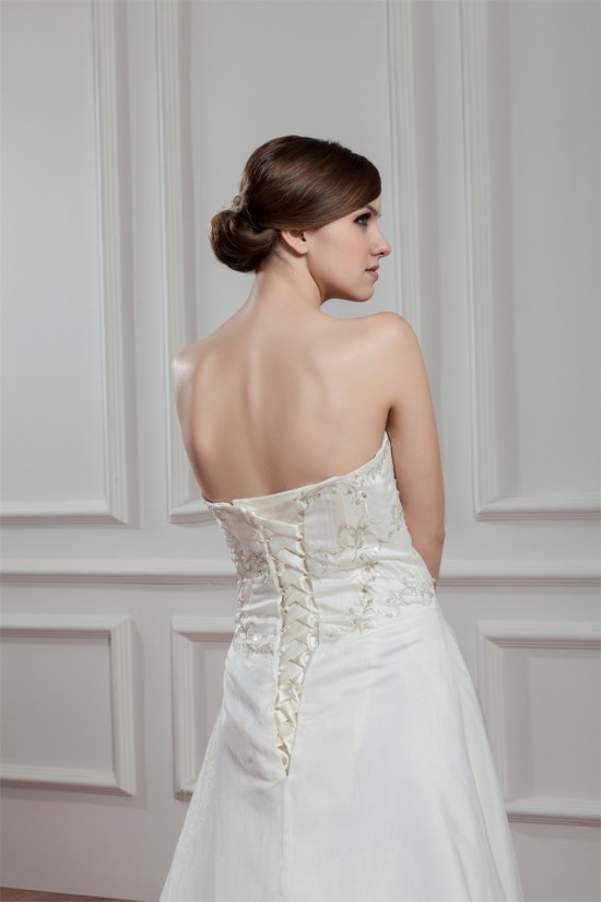 Amazing Satin Organza Sleeveless Strapless A-Line Wedding Dresses 2030575