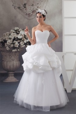 Amazing Satin Taffeta Fine Netting A-Line Lace Wedding Dresses 2030577