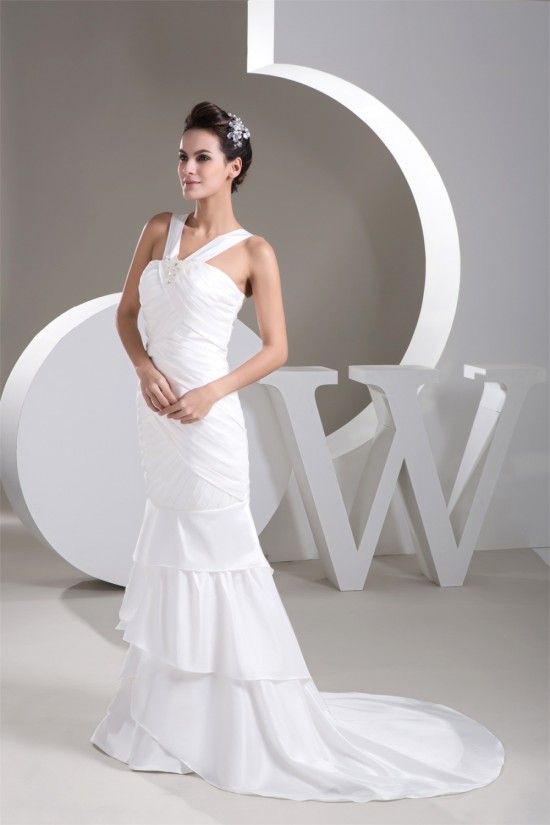 attractive V-Neck Mermaid/Trumpet Taffeta Wedding Dresses 2030600