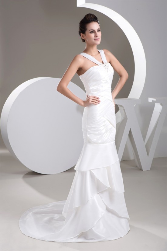 attractive V-Neck Mermaid/Trumpet Taffeta Wedding Dresses 2030600