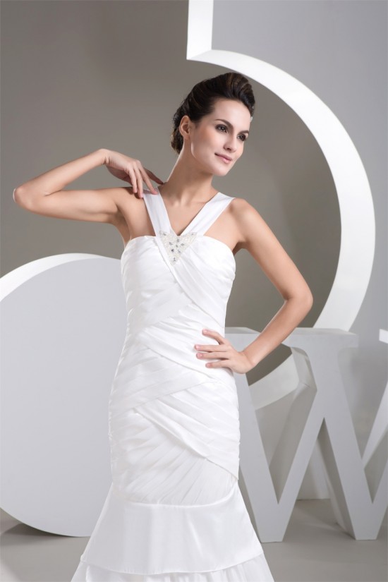 attractive V-Neck Mermaid/Trumpet Taffeta Wedding Dresses 2030600