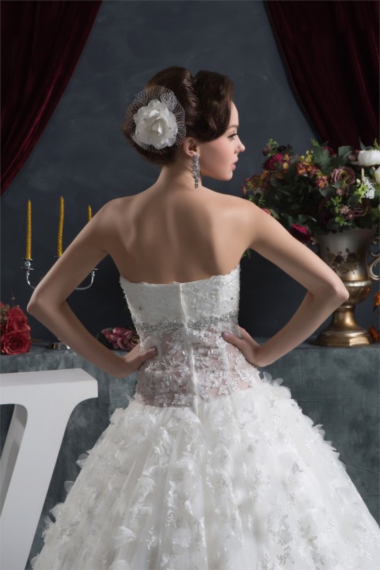 Ball Gown Sleeveless Satin Organza Fine Netting Lace Wedding Dresses 2030607 Ball Gown Sleeveless Satin Organza Fine Netting Lace Wedding Dresses 2030607