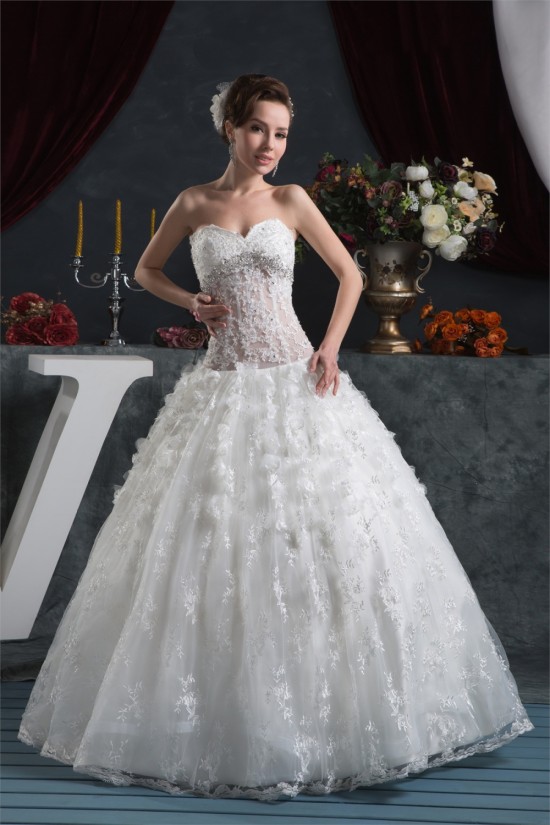 Ball Gown Sleeveless Satin Organza Fine Netting Lace Wedding Dresses 2030607 Ball Gown Sleeveless Satin Organza Fine Netting Lace Wedding Dresses 2030607