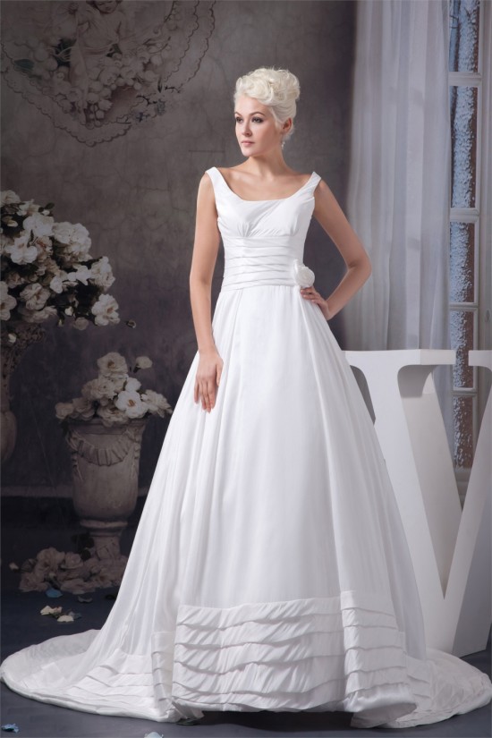Beautiful A-Line Satin Taffeta Sleeveless Straps Wedding Dresses 2030614 Beautiful A-Line Satin Taffeta Sleeveless Straps Wedding Dresses 2030614