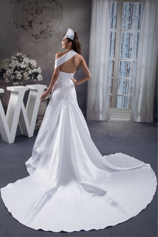 Beautiful A-Line Sleeveless Satin Taffeta Straps Wedding Dresses 2030616 Beautiful A-Line Sleeveless Satin Taffeta Straps Wedding Dresses 2030616