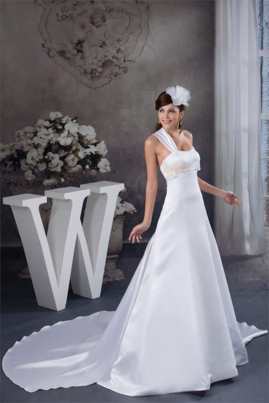 Beautiful A-Line Sleeveless Satin Taffeta Straps Wedding Dresses 2030616 Beautiful A-Line Sleeveless Satin Taffeta Straps Wedding Dresses 2030616