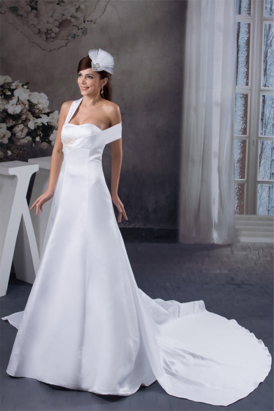 Beautiful A-Line Sleeveless Satin Taffeta Straps Wedding Dresses 2030616 Beautiful A-Line Sleeveless Satin Taffeta Straps Wedding Dresses 2030616