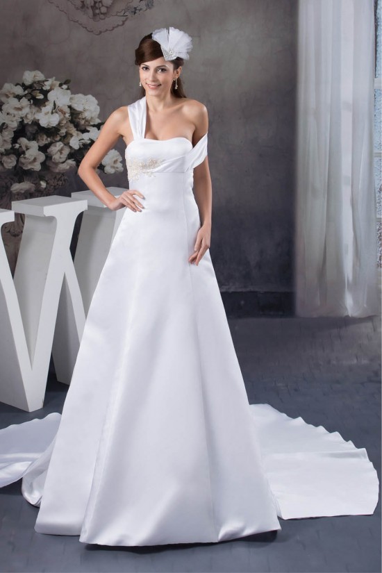 Beautiful A-Line Sleeveless Satin Taffeta Straps Wedding Dresses 2030616 Beautiful A-Line Sleeveless Satin Taffeta Straps Wedding Dresses 2030616