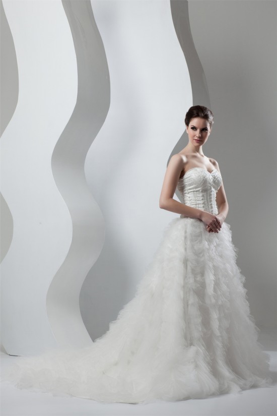 Beautiful A-Line Sweetheart Sleeveless Satin Organza Wedding Dresses 2030619 Beautiful A-Line Sweetheart Sleeveless Satin Organza Wedding Dresses 2030619