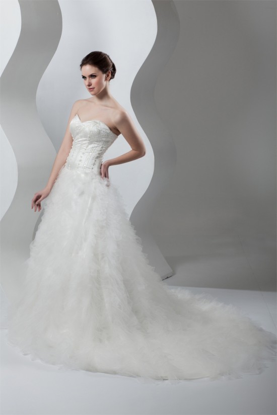 Beautiful A-Line Sweetheart Sleeveless Satin Organza Wedding Dresses 2030619 Beautiful A-Line Sweetheart Sleeveless Satin Organza Wedding Dresses 2030619