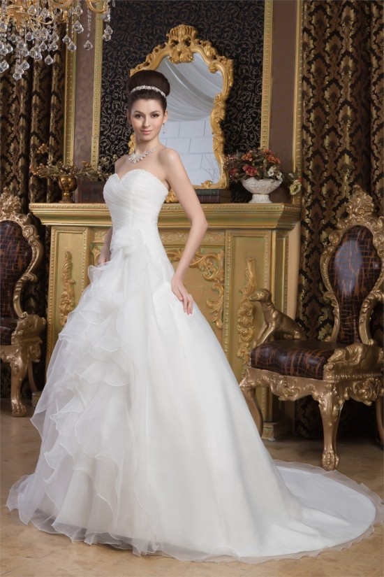 Beautiful A-Line Sweetheart Sleeveless Satin Wedding Dresses 2030621