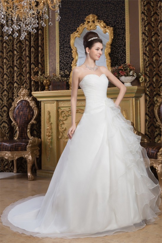 Beautiful A-Line Sweetheart Sleeveless Satin Wedding Dresses 2030621