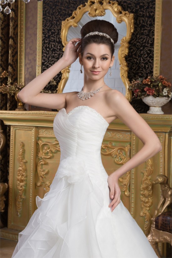 Beautiful A-Line Sweetheart Sleeveless Satin Wedding Dresses 2030621