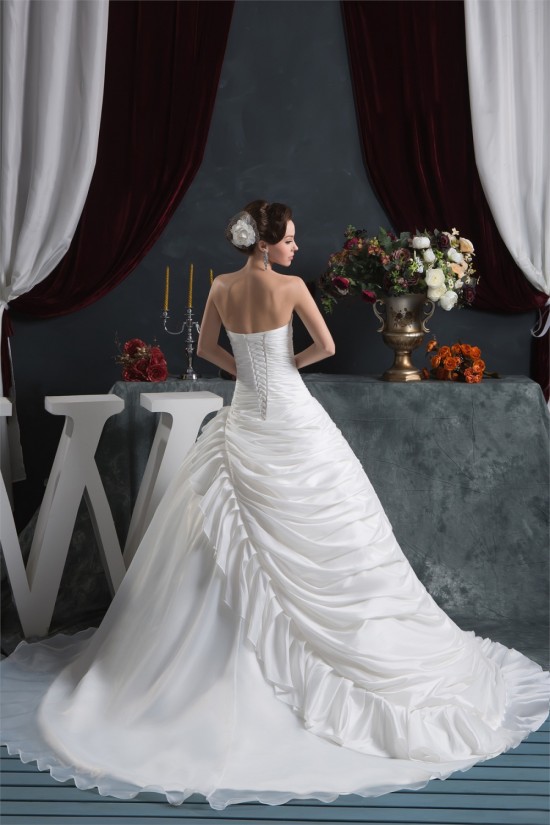 Beautiful A-Line V-Neck Satin Taffeta Short Sleeve Wedding Dresses 2030622 Beautiful A-Line V-Neck Satin Taffeta Short Sleeve Wedding Dresses 2030622