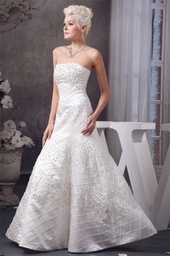 Beautiful Sleeveless Strapless A-Line Satin Wedding Dresses 2030633 Beautiful Sleeveless Strapless A-Line Satin Wedding Dresses 2030633