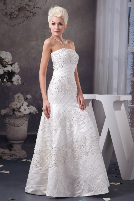 Beautiful Sleeveless Strapless A-Line Satin Wedding Dresses 2030633 Beautiful Sleeveless Strapless A-Line Satin Wedding Dresses 2030633