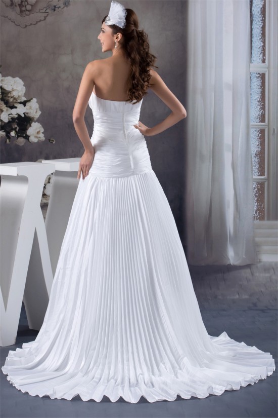 Beautiful Soft Sweetheart Chiffon Satin Sleeveless Wedding Dresses 2030634