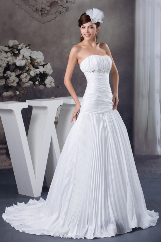 Beautiful Soft Sweetheart Chiffon Satin Sleeveless Wedding Dresses 2030634