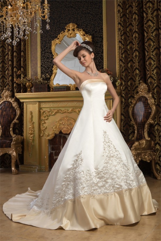Breathtaking Strapless Satin Sleeveless A-Line Wedding Dresses 2030645 Breathtaking Strapless Satin Sleeveless A-Line Wedding Dresses 2030645