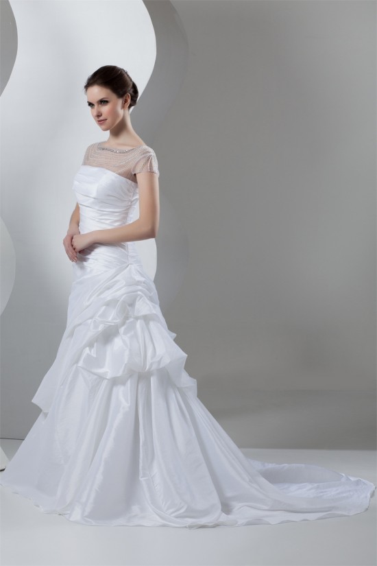 Breathtaking Taffeta A-Line High-Neck Best Beading Wedding Dresses 2030646 Breathtaking Taffeta A-Line High-Neck Best Beading Wedding Dresses 2030646