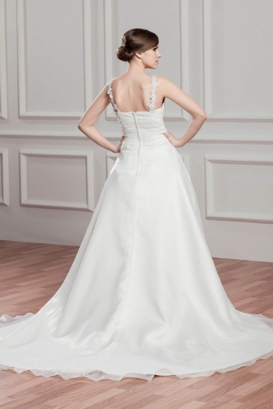 Charming V-Neck Sleeveless Satin Organza A-Line Wedding Dresses 2030653 Charming V-Neck Sleeveless Satin Organza A-Line Wedding Dresses 2030653