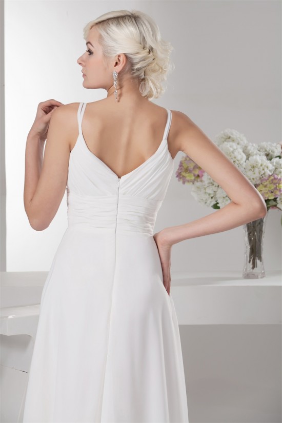 Chiffon Silk like Satin A-Line Sleeveless Beaded Wedding Dresses 2030656