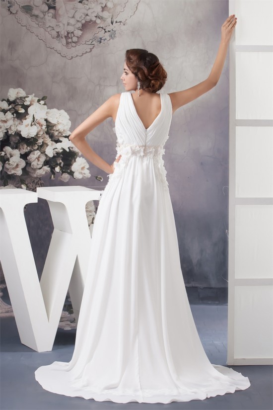 Chiffon Silk like Satin Sleeveless V-Neck Reception Wedding Dresses 2030657 Chiffon Silk like Satin Sleeveless V-Neck Reception Wedding Dresses 2030657